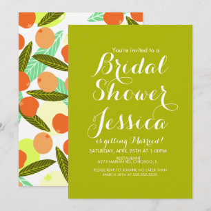 Convite Pêssego do Chá de panela do padrão de Fruta Loq