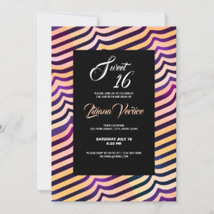 Convite Pêssego Luminoso Lançado com Listras Diagonais Rox