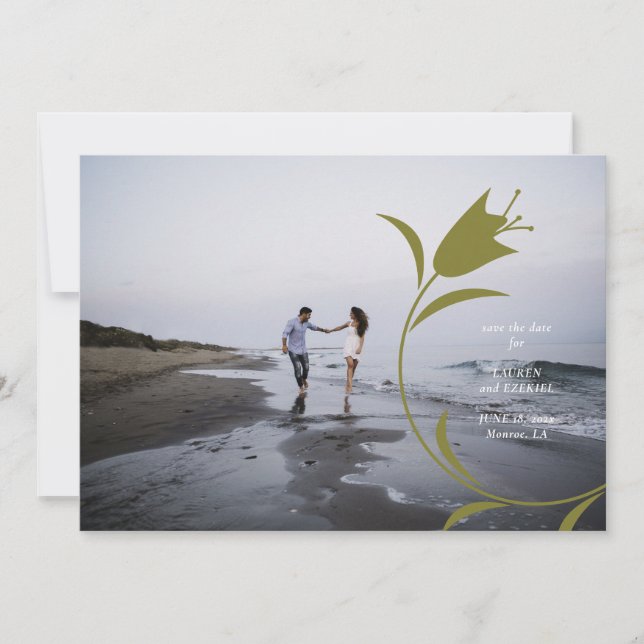 CONVITE PÊSSEGO MOD & OLIVE CASAMENTO DE TULIP SALVE A DAT (Frente)