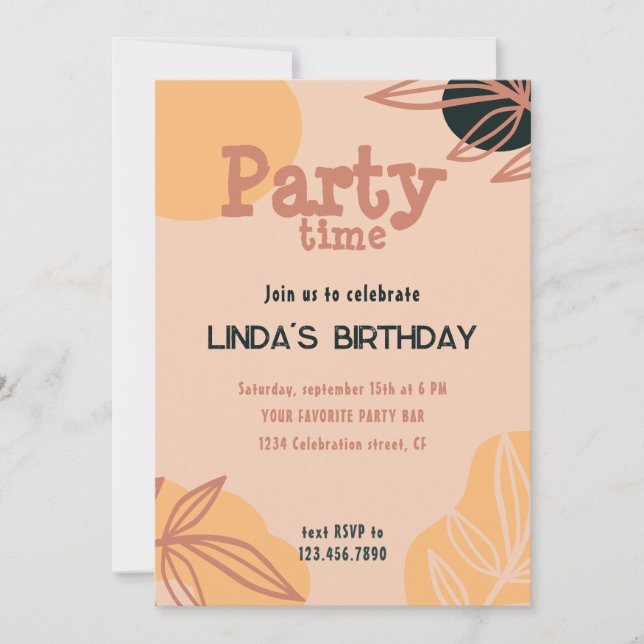 Convite pêssego moderno (Frente)