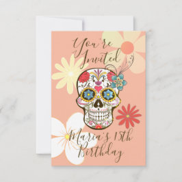 Convite Pêssego Pêssego Rosa Hippy Floral