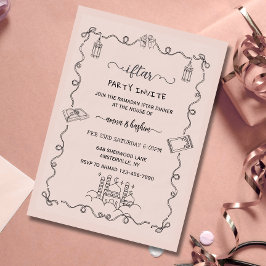 Convite Pêssego Ramadan Arco-íris doodle ramadan iftar con