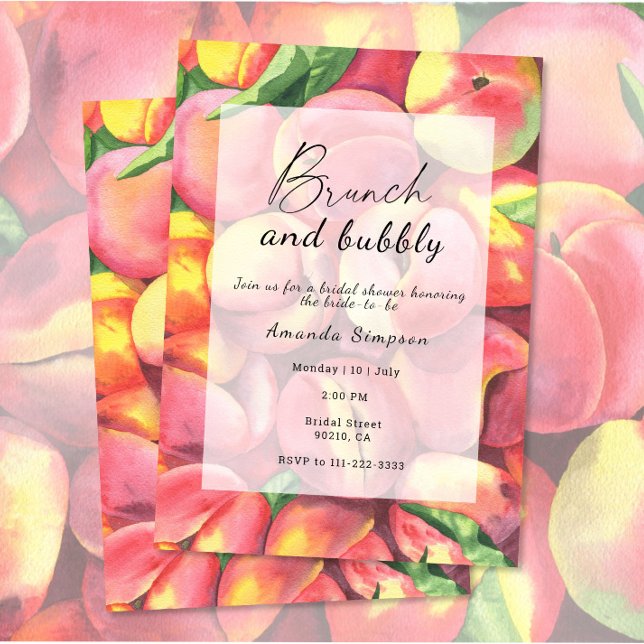 Convite Pêssegos - Brunch e chá revelação e casamento borb (Criador carregado)