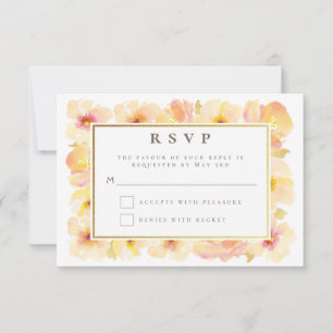 Convite Pêssegos Creme Moldura Dourada Casamento RSVP