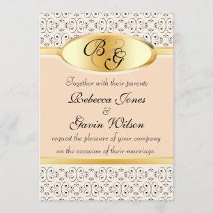 Convite Pêssegos e coleção de creme do casamento
