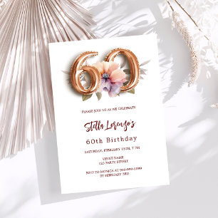 Convite Pessegueiro de ouro branco floral 60 anos