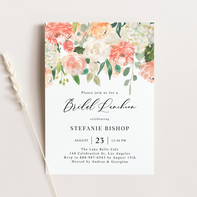 Convite Pessegueiro e flor de marfim de aquarela (Criador carregado)