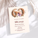 Convite Pessegueiro floral de ouro 60 anos<br><div class="desc">Um convite moderno, na moda e glamouroso para um 60º aniversário. bege, fundo colorido creme, decorado com pêssego e flor de cor d'água púrpura. O nome é escrito com um moderno estilo escrito à mão. Personalize e adicione os detalhes da sua festa. O número 60 é escrito com uma fonte...</div>