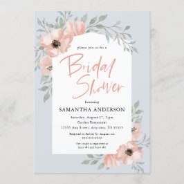 Convite Pessegueiro Flores Azuis Dusty Chá de panela manus