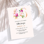 Convite Pessegueiros cor-de-rosa números florais dourados<br><div class="desc">Um convite moderno,  na moda e glamouroso para uma doce festa de aniversário 16,  16. Um fundo cor de pêssego. Decorado com números de foral em ouro falso e rosa. O nome é escrito com um moderno estilo escrito à mão. Personalize e adicione os detalhes da sua festa.</div>