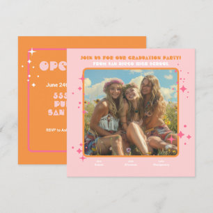 Convite Pessoa de Festa de formatura de Foto de Hippie Con