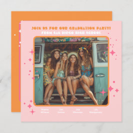 Convite Pessoa de Festa de formatura de Foto Hippie Conjun