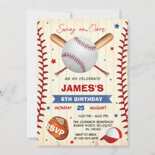 Convite Pessoal de Aniversário para Baseball com F