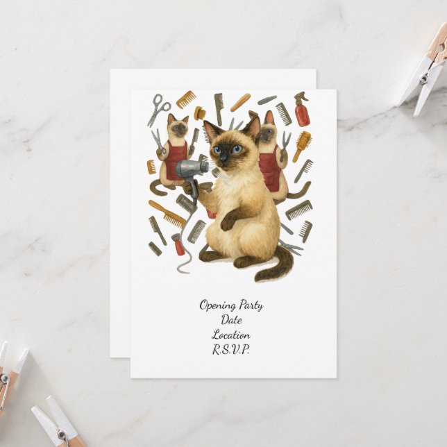 Convite Pet grooming hairdresser for cat lovers (Frente/Verso In Situ)