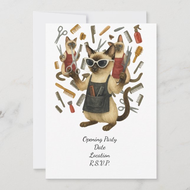 Convite Pet grooming hairdresser for cat lovers (Frente)