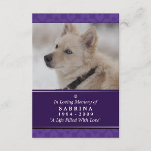 Convite Pet Memorial Card 3,5" x 5" - Purple Photo Modern