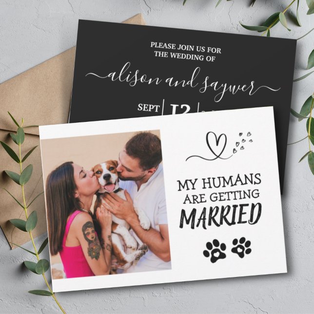 Convite Pet Photo Modern Simple Black and White Weding (Criador carregado)