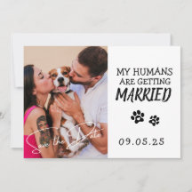 Pet Photo Modern Simple Black and White Weding