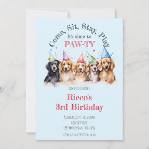 Convite Pet Puppy Dog Birthday Pawty