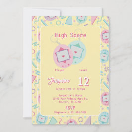 Convite Pet Virtual de Jogos para Retro Amarelo - Aniversá