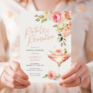 Convite Petais e Chá de panela Floral Rosa Prosecco