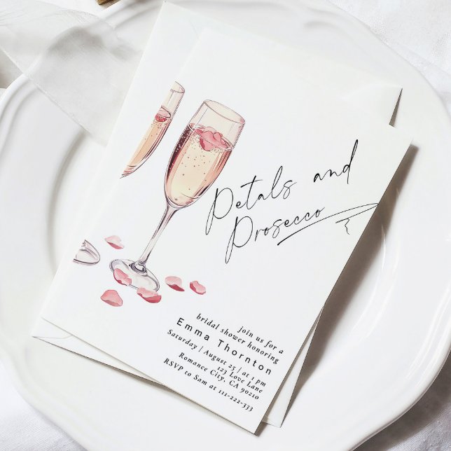 Convite Petais e Chá de panela moderno mínimo Prosecco (Criador carregado)
