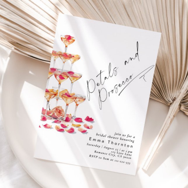 Convite Petais e Chá de panela moderno mínimo Prosecco (Criador carregado)