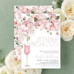 Convite Petais e Prosecco Chá de panela Floral Rosa Modern