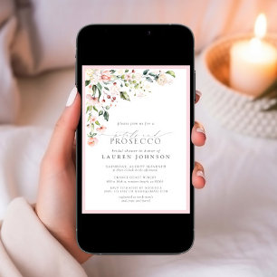 Convite Petais e Prosecco - Chá Floral Rosa Elegante