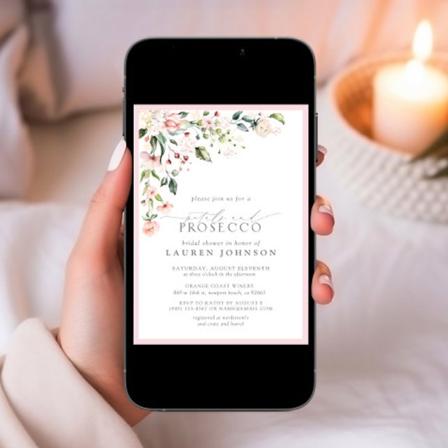 Convite Petais e Prosecco - Chá Floral Rosa Elegante (Criador carregado)