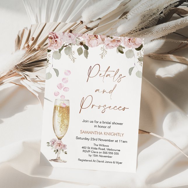 Convite Petais e Prosecco Floral e Chá de panela de Vidro (Petals and Prosecco Bridal Shower Invitation, Champagne Petals Bridal Shower theme, Wedding Shower, )