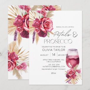 Convite Petais e Prosecco Watercolor Chá de panela Floral