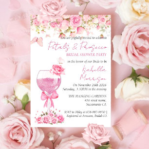 Convite Petais Florais Rosa e Chá de panela Prosecco