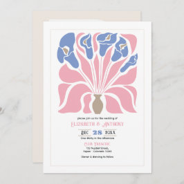 Convite Petal Pink/Cornflower Abstract Floral Boho Wedding