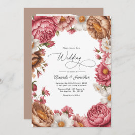Convite Petal Pink, Mocha Latte & Ivory Pearl Wedding