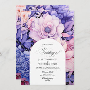 Convite Petal Rosa, Cornflower Blue & Mauve Casamento Flor