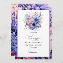 Convite Petal Rosa, Cornflower Blue & Mauve Casamento Flor