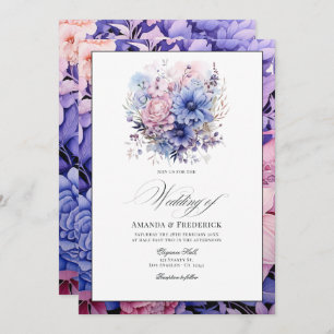 Convite Petal Rosa, Cornflower Blue & Mauve Casamento Flor