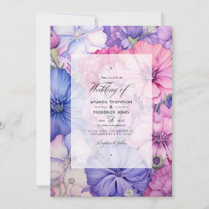 Convite Petal Rosa, Cornflower Blue & Mauve Casamento Flor
