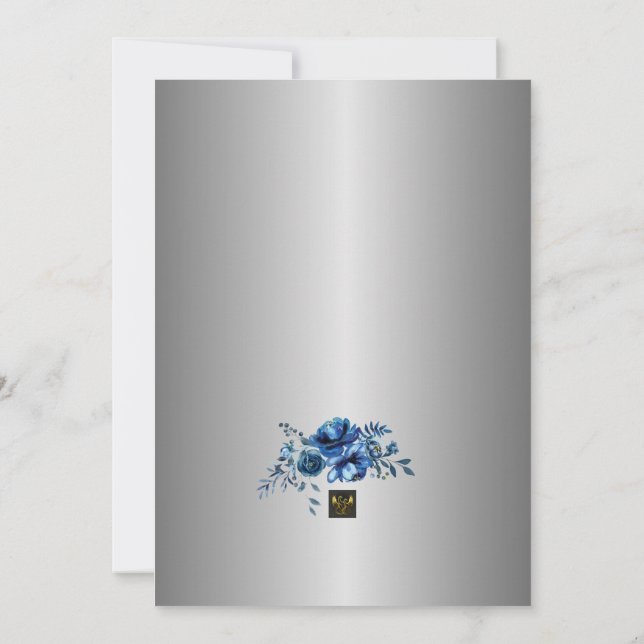 Convite Pétalas Azuis de Amor: Junte-se a Nós para um Chá  (Verso)