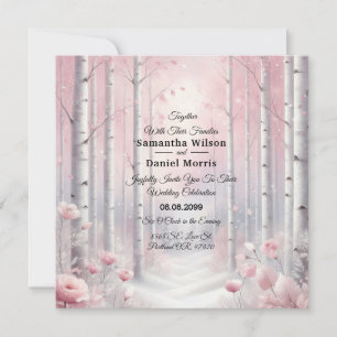 Convite Pétalas Congeladas em um Casamento na Floresta de 