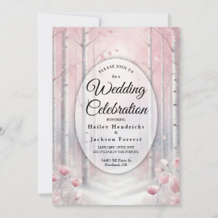 Convite Pétalas Congeladas em um Casamento na Floresta de 