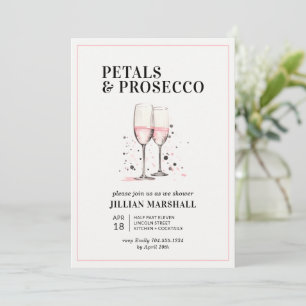Convite Pétalas cor-de-rosa e Chá de panela Prosecco
