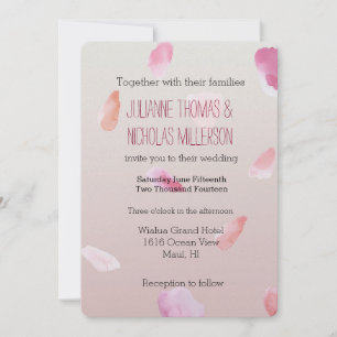 Convite Pétalas cor-de-rosa românticas que Wedding