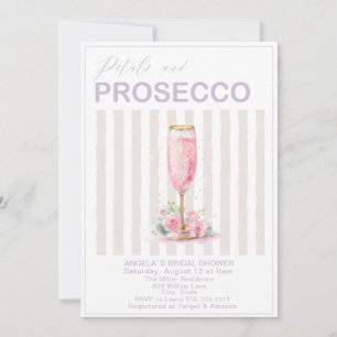 Convite Pétalas de Aquarela Elegantes e Prosecco Noiva Sh