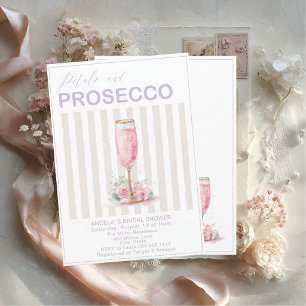 Convite Pétalas de Aquarela Elegantes e Prosecco Noiva Sh