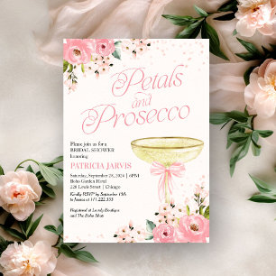 Convite Pétalas de Arco Rosa e Prosecco Chá de Bebê da Noi