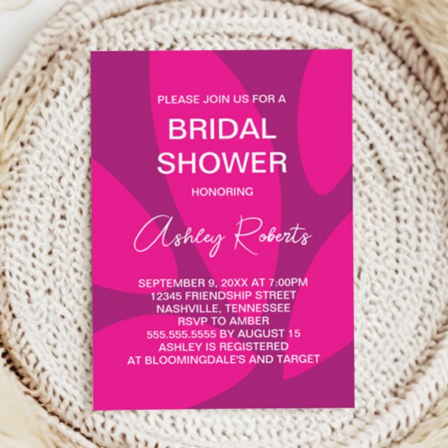 Convite Pétalas de Flor Mod Botânica Fuchsia Chá de Noiva (Criador carregado)