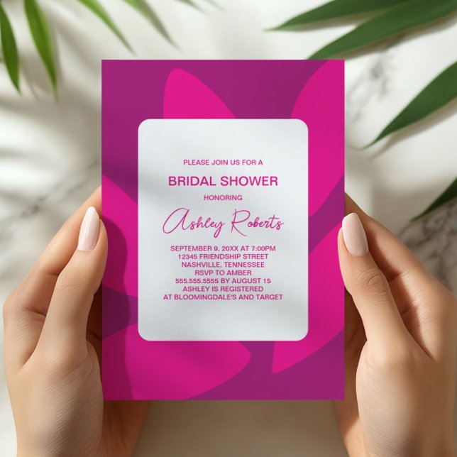 Convite Pétalas de Flor Mod Botânica Fuchsia Chuveiro de N (Criador carregado)