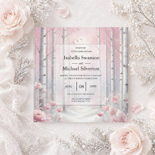 Convite Pétalas de fosco num Casamento de Woodland de inve